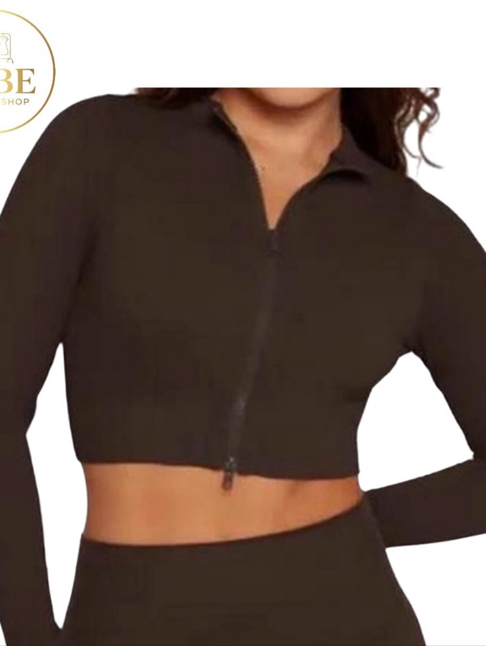 SET Active Black Cropped Zip-Up Bomber Jacket